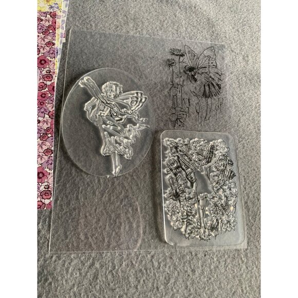 Crafting Paper & Fairy Stamps Embossing Folder Set - Floral Prints & Clear Acryl - Picture 2 of 9